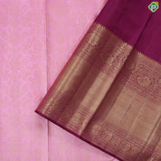 Baby pink with gold zari grand floral design purple pink gold zari border grand brocade bridal silk saree