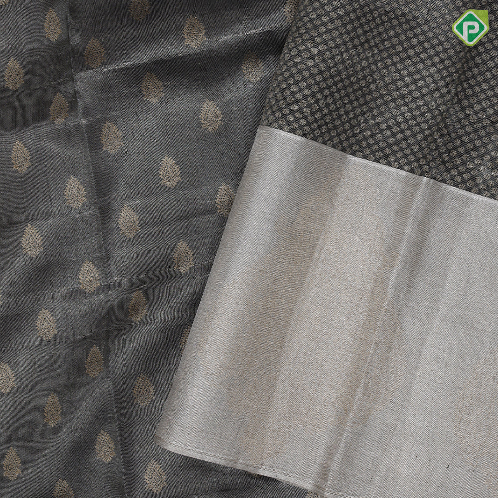 Black Colour Gold Zari Thilagam Butta Tissue Design Cream Colour Mango Border Design Luxury Black Silk Saree