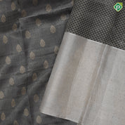 Black Colour Gold Zari Thilagam Butta Tissue Design Cream Colour Mango Border Design Luxury Black Silk Saree