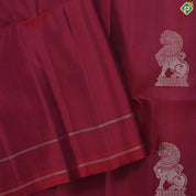 Rani pink silver gold zari yaazhi butta design self silver gold zari double line border soft silk saree