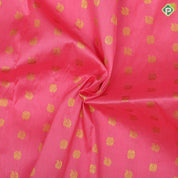 Peach pink gold zari annam flower butta design orange gold zari rangoli border pattu paavadai lahenka