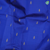 Royal blue gold zari fancy flower butta peacock blue gold zari diamond design one side border silk saree