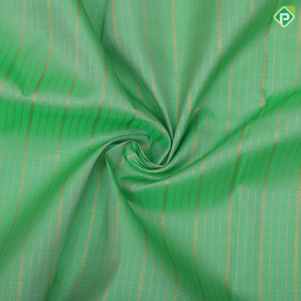 Pista Green gold zari multi designed stripes multi color gold zari meena work lines border Pattu paavadai thavani 3 in 1 set