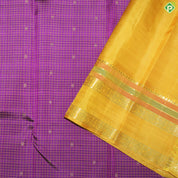 Rani Pink Checked Line Small Motifs And Peacock Design Border Traditional Silk Saree