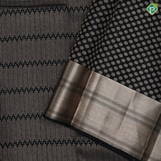 Black Colour Gold Zari Zig Zag Design Self colour Weave Border Design Luxury Black Silk Saree