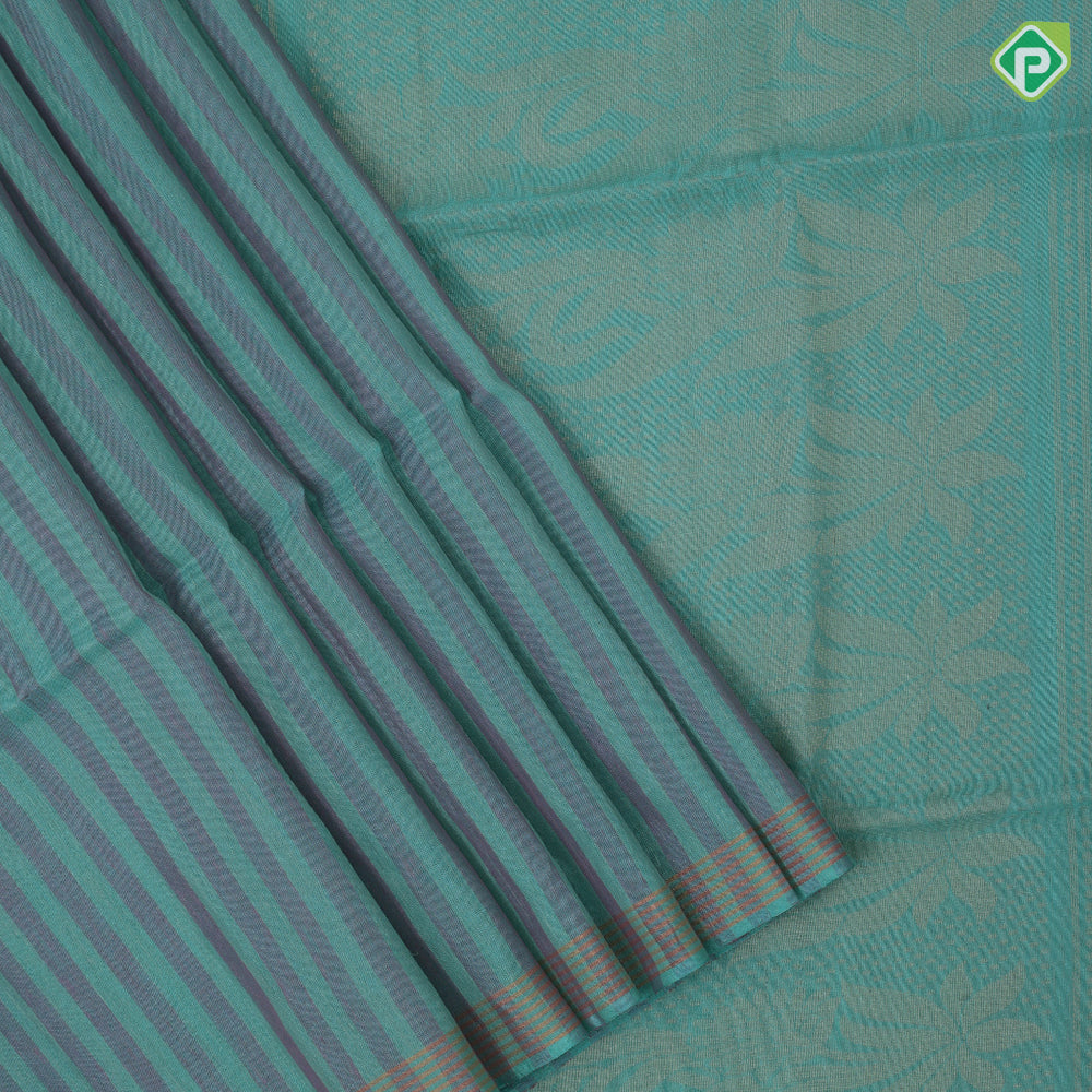 Pink with cream stripes designs self gold zari lines border grand floral pallu linen soft silk saree