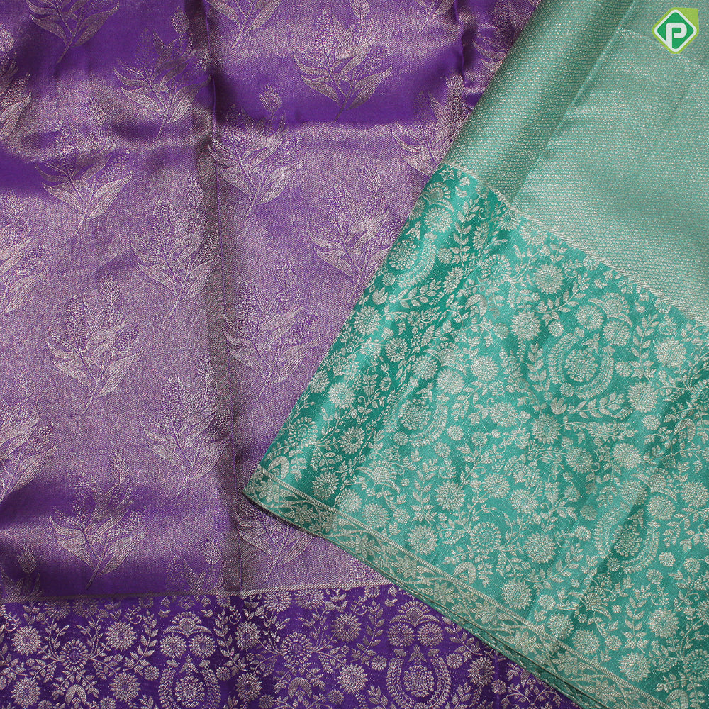 Magenta Color Silver Zari With Self Color Border Tissue Traditional Silk Saree