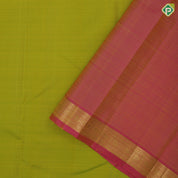 lemon green dual done plain weaved candy pink gold zari elephant butta line border plain traditional vintage silk saree