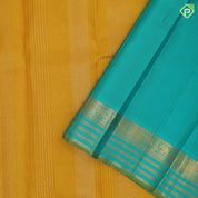 Golden mustard silver gold zari lines sapphire green gold zari lines and butta border vintage silk saree