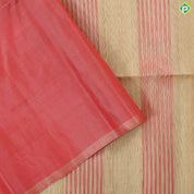 Beige brick red and gold zari round butta design borderless grand pallu soft silk saree