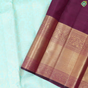 pista green gold zari grand floral contrast purple with gold zari exclusive bridal silk saree