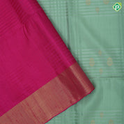 Purple blue gold zari flower bunch design contrast pallu and gold zari border soft silk saree