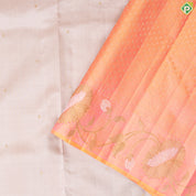 Beige With Gold Zari Small Button Butta Motifs gold Silver Zari Floral Creeper Design Border Traditional Silk Saree