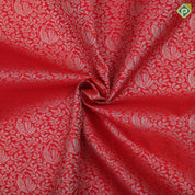 Tomato red silver gold zari grand floral design pale pink gold zari rettapattai border pattu paavadai lehanka