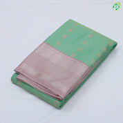 Rexona green gold zari mango butta stripes design peach silver gold zari rangoli border Art silk saree