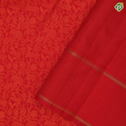 Chilly red base orange silk thread work vanasingaram design self gold zari retta pett border traditional bridal silk saree