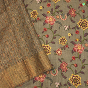 Onion Pink With Beige Big Flower Digital Print Motifs Pure Tussar Silks Saree