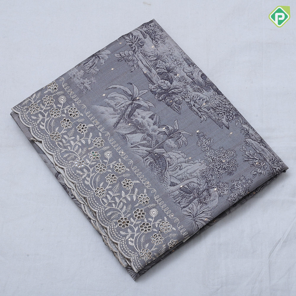 light colours wild effect design self cut work border fancy cotton saree