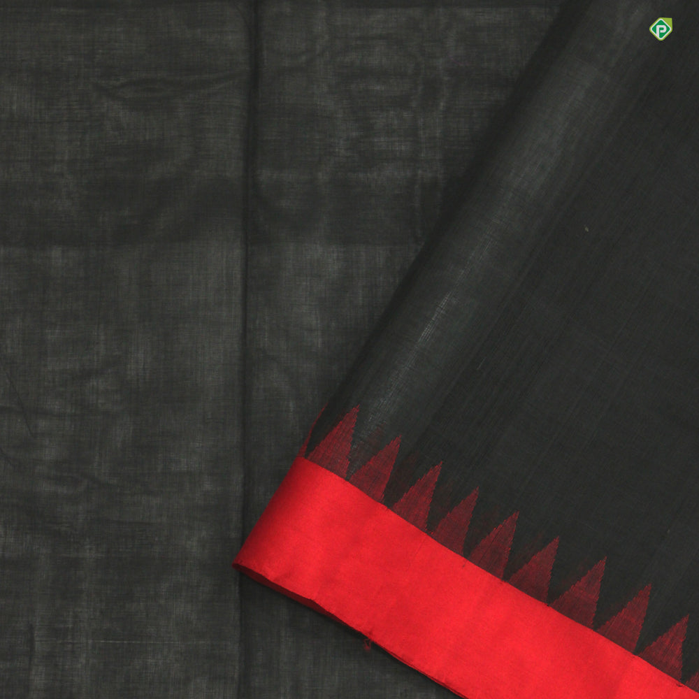 Black With Chilly Red Grand Paithani Zari Work Motifs Linen Silks Saree