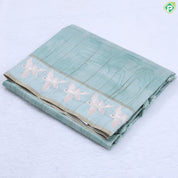Mint green geometric design zari vairaoosi lines self colour flying fish embroidered fancy cotton saree