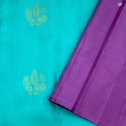 Sky Blue With Lavender Pink Colour Big Leaf With flower Fancy Motifs Trendy Silks Saree
