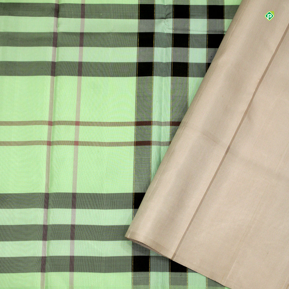 Sea Green With Lavender Pink Zari Checks Trendy Silks Saree