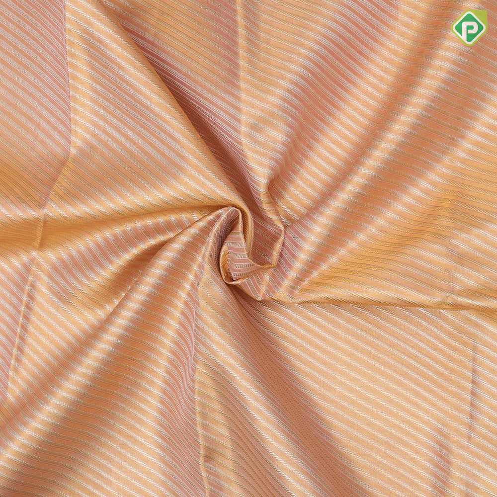 Peach silver gold zari cross lines design purple silver gold zari meena work border tissue silk lehanka pattu paavadai