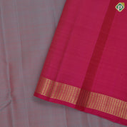 Dusty grey dual tone plain weaved rose pink gold zari border plain traditional vintage silk saree