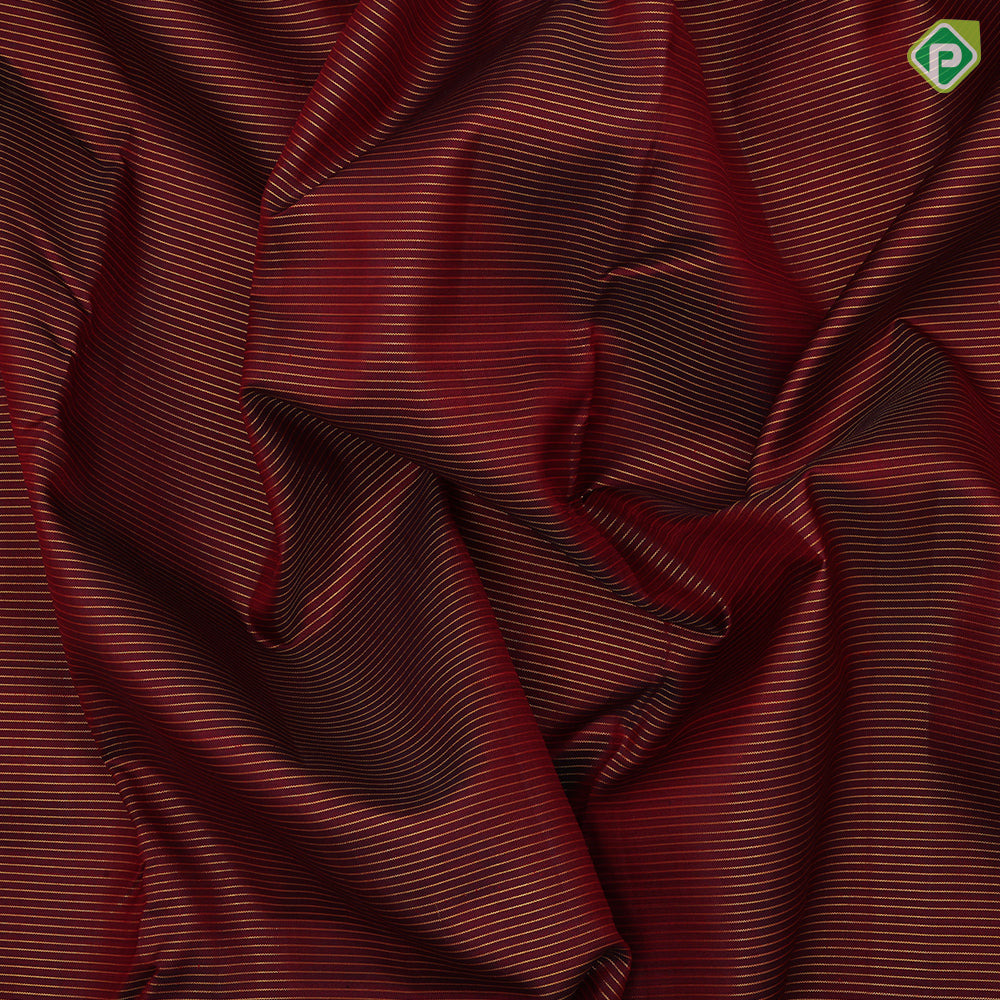 Maroon red gold zari vairaoosi lines design self gold zari mayilkan border 9 yards madisar silk saree