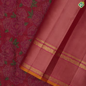 Rani Pink Gold Zari Flower Design Peach Floral Border Design Grand Silk Saree