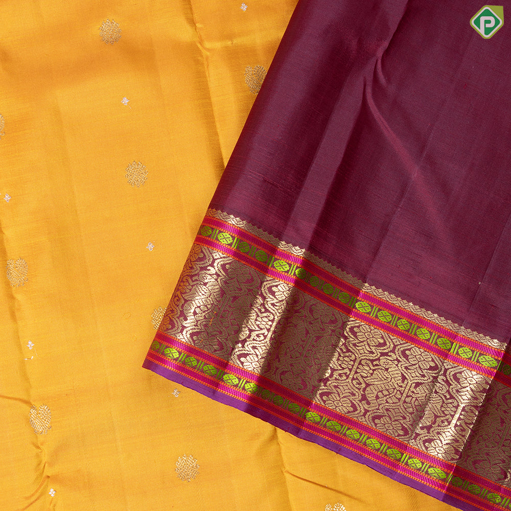 Mustard Colour With Gold Zari Silk Thread Retro Style Border Traditional Silk Saree