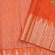 fire Orange silver gold zari fancy Beed stripes design self silver gold zari temple tower trendy tissue silk saree