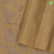 Sandal Neem Zari Checks Floral Design Self Colour Ruthracham Border Design Grand Silk Saree