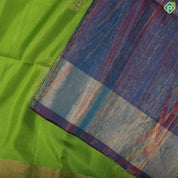 Apple green gold zari square butta design gold zari border soft silk saree