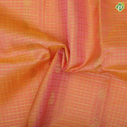 peach pink gold zari checks and mango chakkaram butta rose pink gold zari rettapet border pattu paavadai lehanka