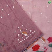 Charm pink tissue effect embroidery butta and embroidery cut work border Hollywood Fancy saree