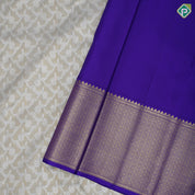 Silver Gray Gold Zari Floral Design Purple Colour Mayilkan Border Design Trending Fancy Silk Saree