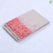 wood beige cream checked flower design contrast pink cream modern art border fancy cotton saree