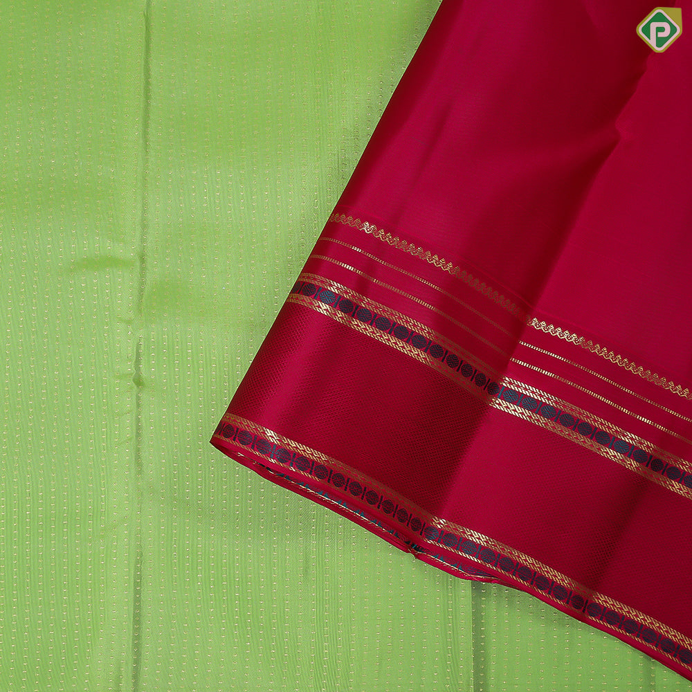 Parrot Green With Gold Zari Lines Border Trendy Designer Silk Saree