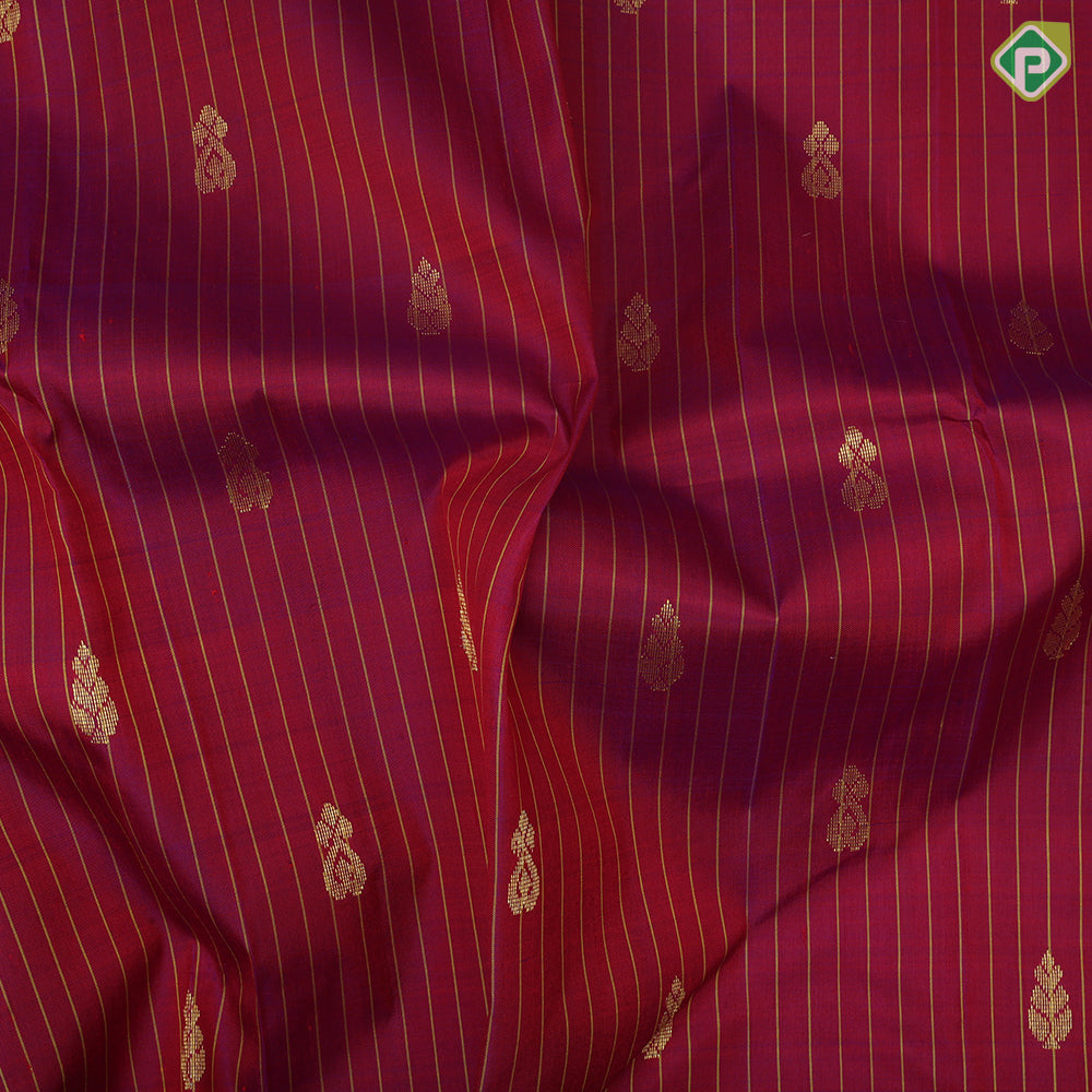 Purple pink gold zari fancy butta contrast mango yellow gold zari one side border silk saree