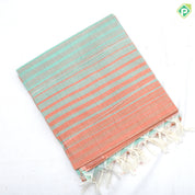 Pastel colors with pastel color lines design self gold zari border soft cotton saree