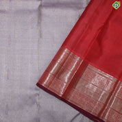 Peach Pink Gold Zari With Fanta Orange Border Tissue Traditional Silk Saree