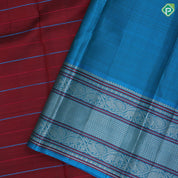 Maroon Zero Zari Veldhari Design Rama Green Peacock Elephant Border Design Traditional Silk Saree