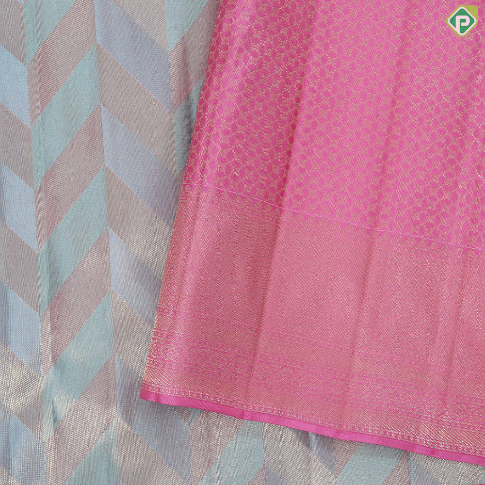 Dark lavender silver gold zari arrow line design beige silver gold zari spin weave design Trendy silk saree