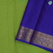 Parrot Green Plain Design Violet Elephant Peacock Border Design Traditional Silk Saree