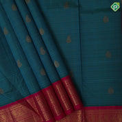 Peacock Blue gold zari kattam thilagam butta design rani pink gold zari peacock butta border pattu paavadai lehanka