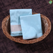 Rama Blue Gold Zari Mayilkan Border 2 in 1 Pure Mix Silk 8 Muzham Dhothi Set