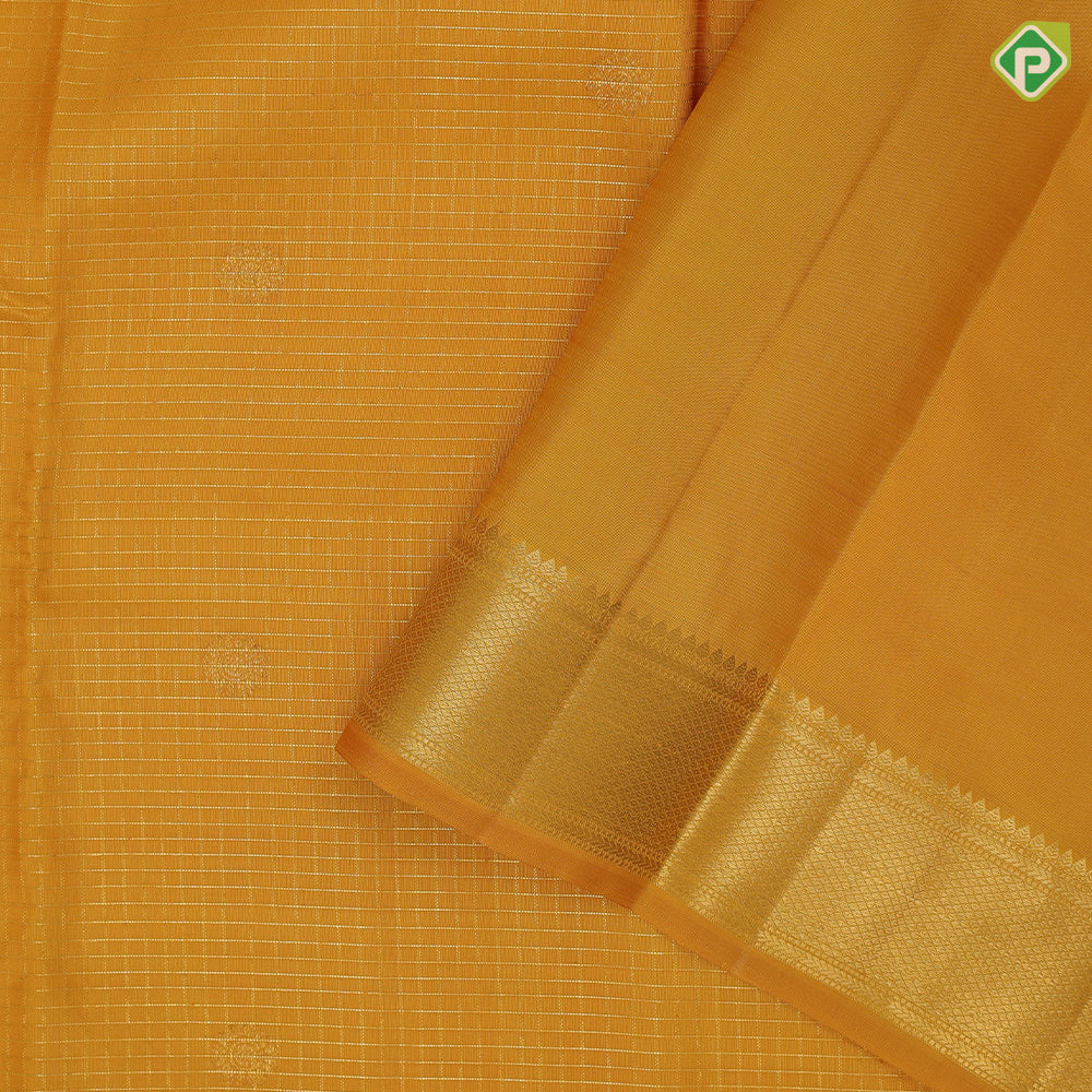 Golden mustard gold zari vairaoosi zari kattam buta self gold zari mayilkan border traditional silk saree