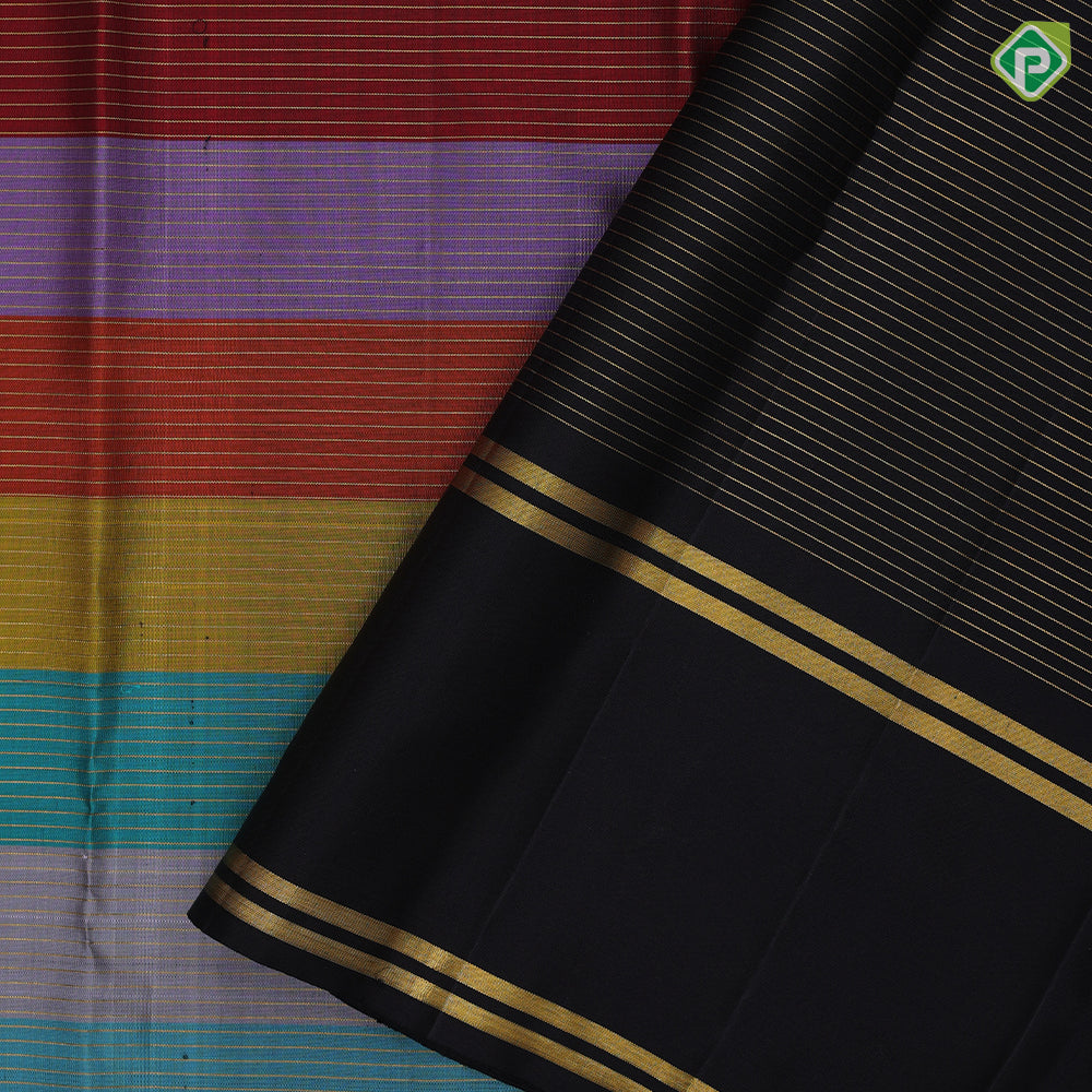 Multi color base gold zari velthari lines Luxury black gold zari cow pichwai border traditional silk saree