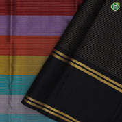 Multi color base gold zari velthari lines Luxury black gold zari cow pichwai border traditional silk saree
